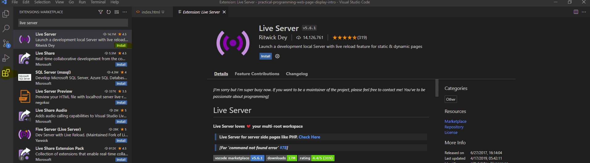 Live Server Extension